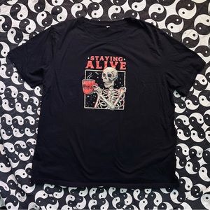 Staying Alive Skeleton Coffee Tshirt